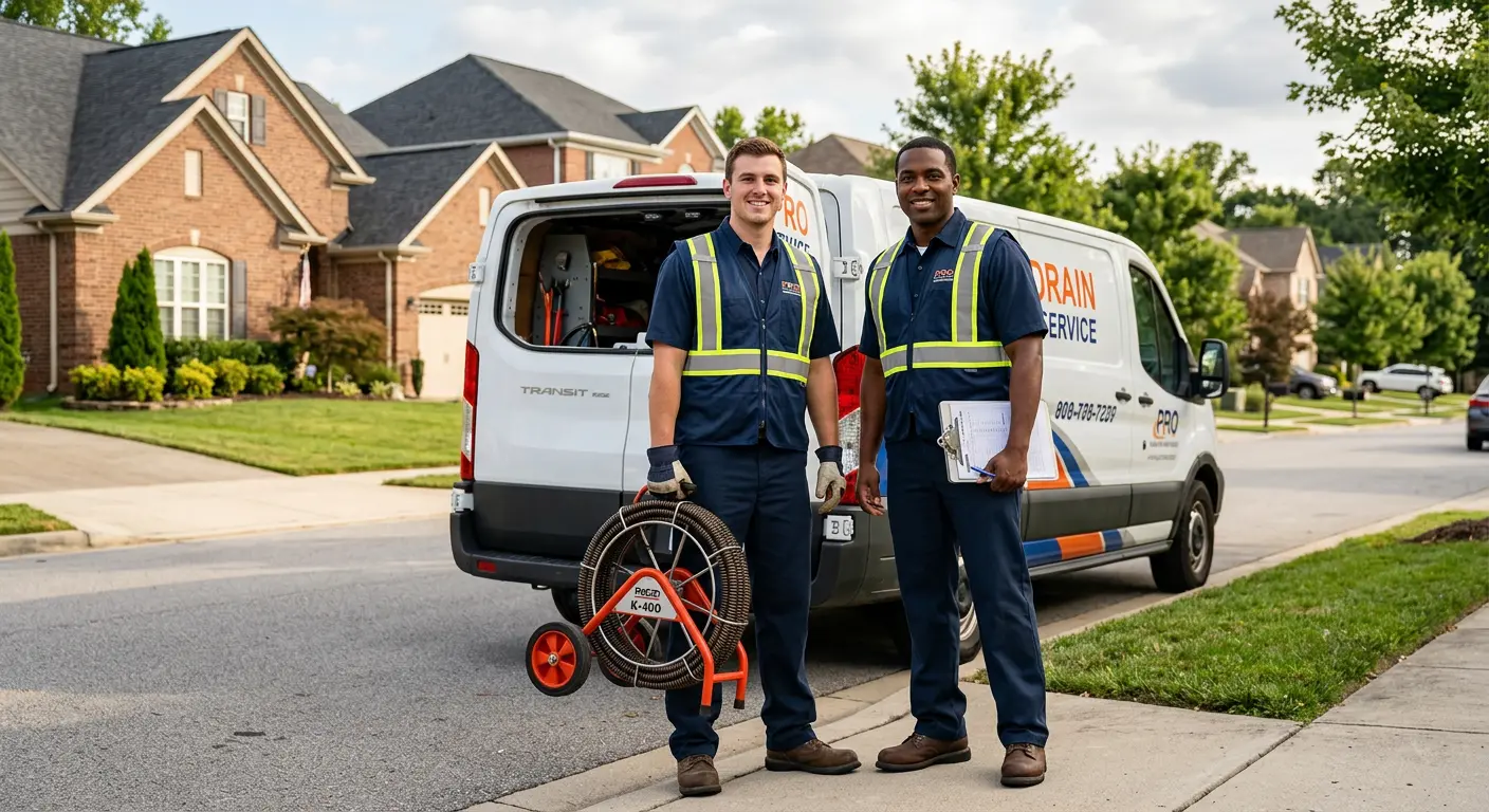 Sewer and drain service team with equipment ready for work in Breaux Bridge