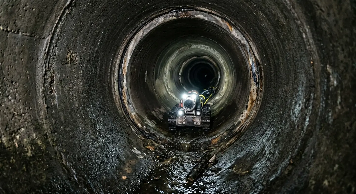 Robotic sewer camera inspecting pipe interior for Sewer Line Cleaning in Breaux Bridge